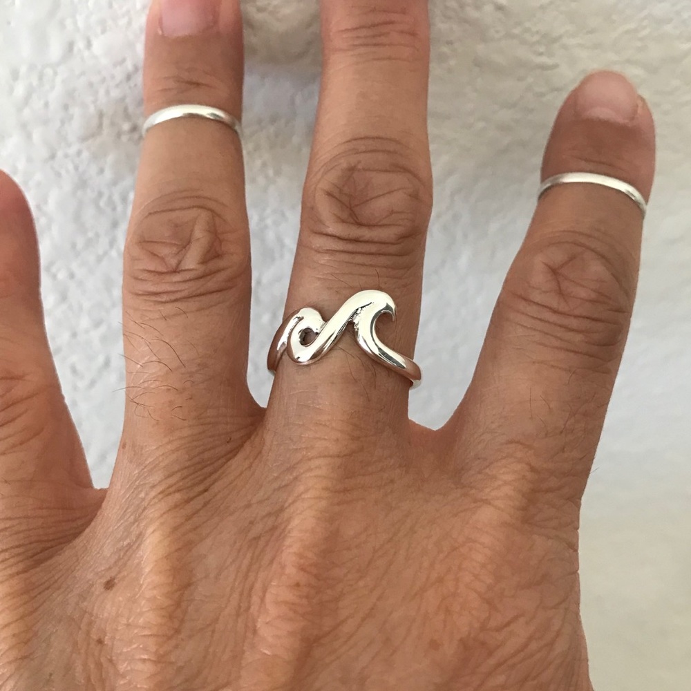 Sterling Silver Two Thick Waves Ring - image 1